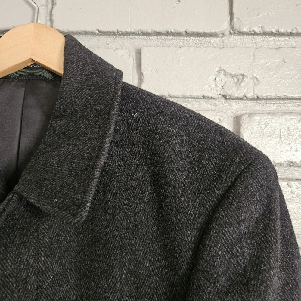 Ralph Lauren‎ Mens Over Coat 46L Herringbone Wool Blend Grey